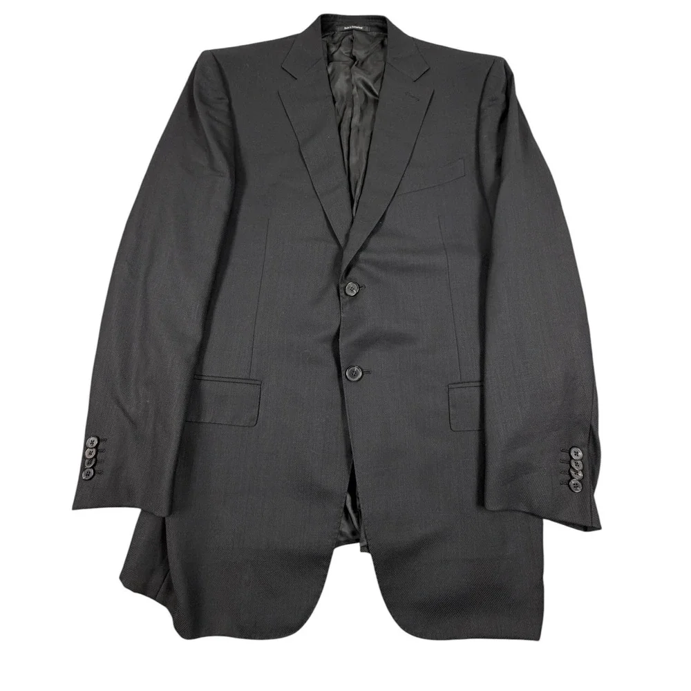 Ermenegildo Zegna Su Misura Mens Blazer Jacket Black Two Button Wool 42R